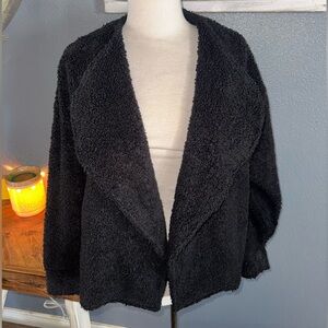 Express Textured Sherpa open front Black Cardigan